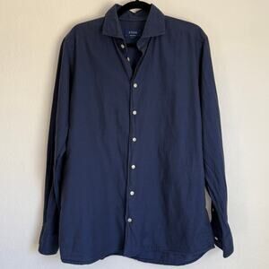 Eton Men's Elevated Contemporary-Fit Cotton and Silk Sport Shirt in Blue